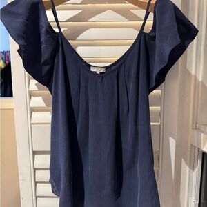 Joie Navy Blue Flutter Sleeve Blouse